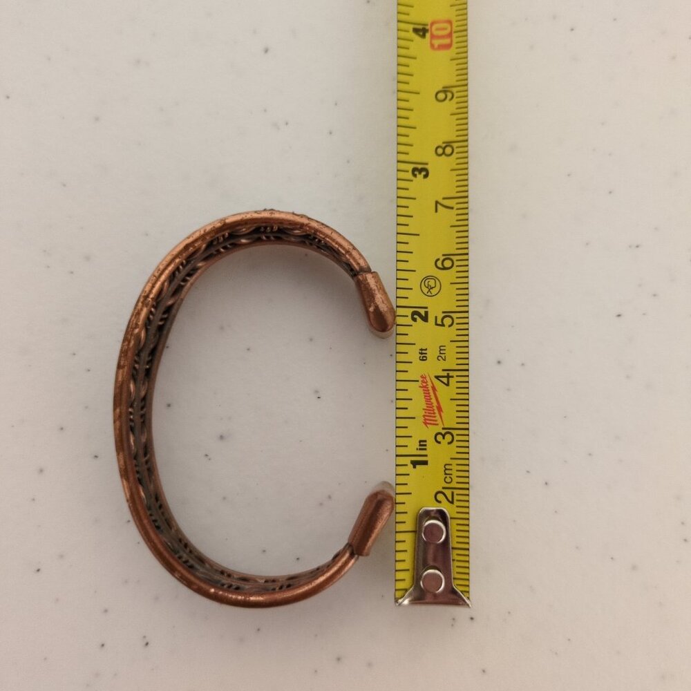 Copper Braided Cuff Bracelet Artisan Autumn Spiced Brown Metalwork Adjustable - Picture 8 of 9